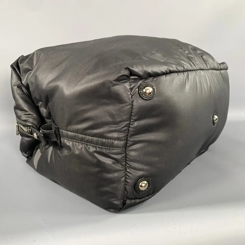 YVES SAINT LAURENT Black Quilted Leather Trim Nylon Bag